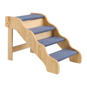 Escaleras de Madera para Mascotas de 4 Peldaños con Capacidad de Carga de 150 lb, Superficie Antideslizante, Diseño Estable para Gatos y Perros, para Camas, Sofás y Autos - Product Image 1