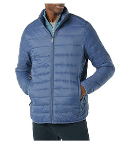 Men's Winter Puffer Jacket with Front Logo Stand Collar Zipper Closure Solid <b>Pattern</b> OEM Service - Product Image 3