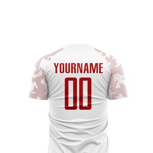 Ensemble maillot et short de football blanc et rouge, imprimé par sublimation, col rond, manches courtes, unisexe adulte, respirant, polyester, nom de l'équipe - Product Image 6
