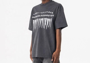 <b>Men's</b> Black O-Neck Short Sleeve T-<b>Shirt</b> Front Letter Print <b>Skulls</b> Anti-Wrinkle Regular Fit Street Style 100% Cotton Jersey - Product Image 5