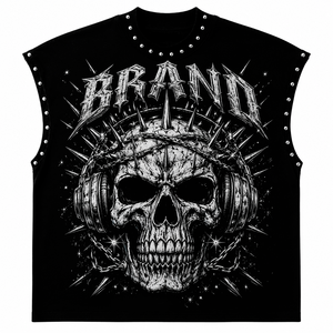 Eyre Sports Wear Custom Distressed Washed Cotton Tank <b>Top</b> Boxy Fit Sleeveless Streetwear T Shirt <b>Rhinestone</b> Trendy Design Unisex - Product Image 1