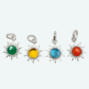 Dijes de Piedras Preciosas con Diseño de Rayos de Sol - Colgante Redondo con Engaste Chapado en Oro - Dijes de Piedras Preciosas Redondas de 6mm Hechos a Mano - Product Image 6