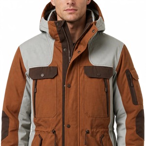 <b>Men's</b> Hooded Color Block Puffer Jacket Waterproof Long <b>Winter</b> <b>Coat</b> Zipper Closure Polyester Filled Outerwear - Product Image 6