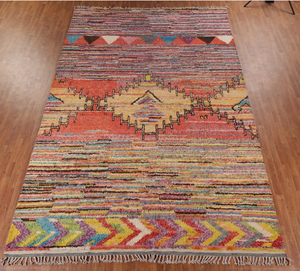 Tapis marocain en coton multicolore fait main et noué à la main, motif moderne, résistant aux taches, rembourré, pour salon, chambre d'enfant, hôtel, prière - Product Image 1