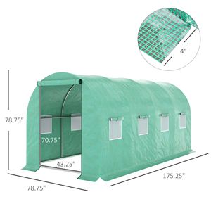 Serra a tunnel walk-in 15FT X 7FT X 7FT con telaio in acciaio, porta a zip scorrevole e finestre, copertura in PE per fiori da giardino - Product Image 3