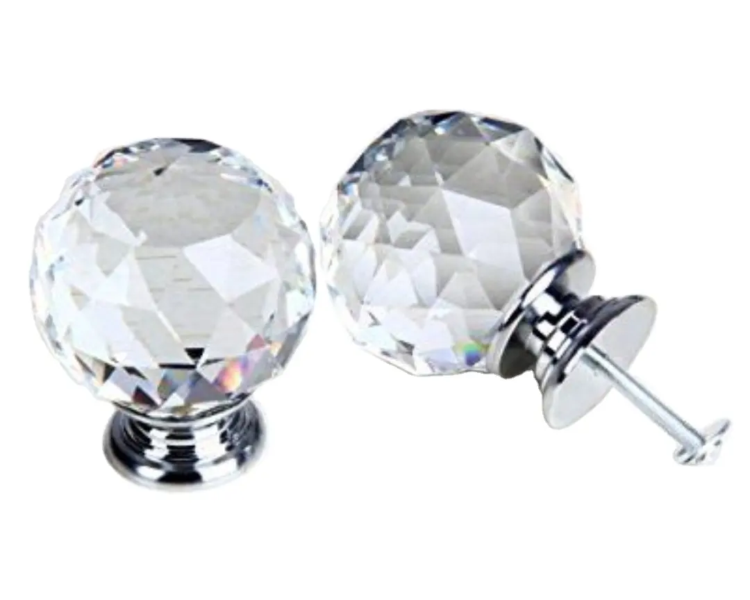 Puxador de cristal para armário de cozinha, para mobiliário, elegante, bola natural, pedra de cristal, maçaneta, formato de diamante