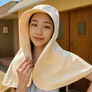 Summer King Sun Protection Veil Visor Button Hat con bufanda para el cuello para la Agricultura y la experiencia plana de marea - Product Image 1