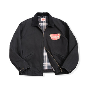 Men's Black Canvas Workwear Jacket with Solid Lining Hooded Breathable <b>Covered</b> <b>Button</b> Closure Regular Fit Winter Wear Logo - Product Image 1