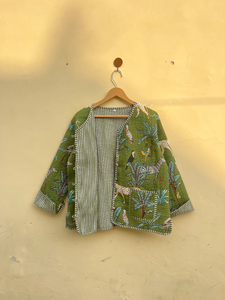 Couette indienne faite à la main 100% coton écologique matelassée anti-plis respirante séchage rapide imprimé numérique poche avant automne/hiver - Product Image 2