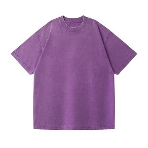 เสื้อยืดโอเวอร์ไซส์ผู้ชาย OEM ผ้าฝ้าย 100% 275 กรัม ขายส่ง เสื้อยืดสตรีทแวร์ฮิปฮอป ลายกราฟิกวินเทจ ล้างสีแบบแอซิดวอช เสื้อยืดเปล่าสีพื้น - Product Image 1
