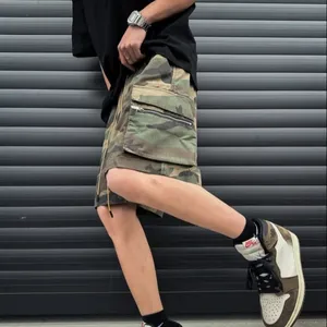 Men's Letter Pattern Cargo Shorts Mid Waist Drawstring Pocket Design Elegant Knee Length Quick Dry Summer Wear Breathable Woven - Product Image 3