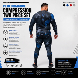 Ensemble de compression imprimé sur mesure pour hommes : Rashguard à manches longues et leggings de yoga respirants pour la gym et l'entraînement, grandes tailles - Product Image 3