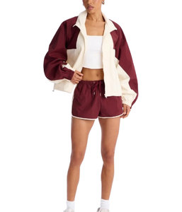 High Quality Custom Women's Windbreaker <b>Short</b> Set New Design Color Block Streetwear Windbreaker Tracksuit <b>Shorts</b> Set - Product Image 1