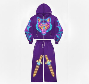 Sweat à capuche pour homme avec impression numérique néon, sublimation haute définition, streetwear avec manches à motif technique contrastant - Product Image 3