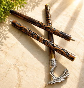 Handcrafted <b>Wooden</b> Walking Cane with Dragon Style Ornamental <b>Handle</b> Vintage Decorative Walking Stick Collector Gift - Product Image 5