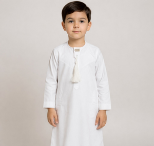 Jubba Omaní de Satén para Niños, Túnica Saudí Thobe, Jubba Infantil Personalizada para Ramadán, Jubba Musulmana, Abaya, Kaftan Dubai Eid Thobe - Product Image 1