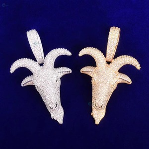 Pendentif Tête de Chèvre en Moissanite VVS de Luxe, Micro-Pavé, Breloques Thème Animal, Pendentif Bling Iced Out Style Rappeur, Bijoux de Mode pour Hommes - Product Image 4