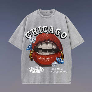 T-shirt unisexe à manches courtes en tricot oversize, imprimé Hip-Hop rétro euro-américain, pour couples style urbain - Product Image 6