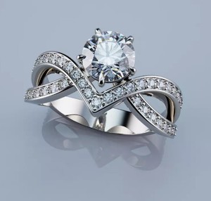 Anillo de Nudo Infinito de Plata de Ley 925 con Aspecto de Diamante y Piedra de Circonita Cúbica, Joyería Romántica para Mujer - Product Image 1