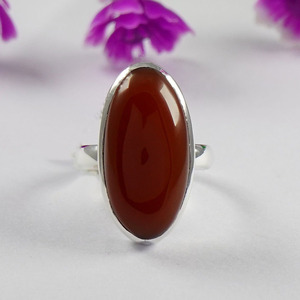 Bague en cornaline, argent sterling 925, pierre précieuse, style bohème, pierre orange, unisexe, cadeau d'anniversaire - Product Image 4