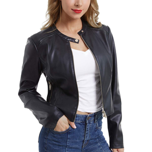Latest Collar Button Womens Leather Fashion <b>Jacket</b> Shirt Style Thin Leather Coat <b>Lightweight</b> Spring Wear Fashionable Outerwear - Product Image 1