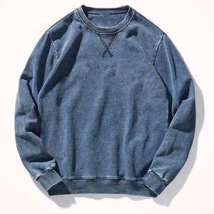 <b>Outdoor</b> Men Acid <b>Washed</b> Sweatshirt Custom Logo Lightweight Sports Crewneck Top Casual Apparel Wholesale Supply Sweatshirts Men's - Product Image 4