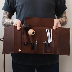 Étui de rangement pour pipe en cuir véritable vintage personnalisé de qualité supérieure, fait main, avec fermeture éclair, accessoires de voyage PRB-0005 - Product Image 2
