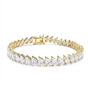 Bracelet en diamant de tennis en forme de poire inclinée - Or 9k, 14k, 18k - Product Image 4
