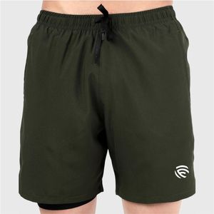 Shorts de compression 2 en 1 pour hommes, couleur olive - Product Image 2