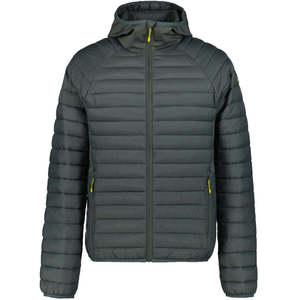 Veste matelassée à capuche pour homme, gris foncé, fermeture éclair, coupe-vent, style décontracté, rembourrage en duvet, manteau d'hiver, coupe régulière, coque en polyester - Product Image 1