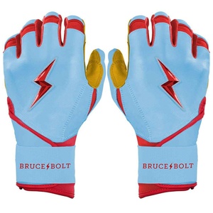 Guantes de Bateo de Béisbol de Cuero de Puño Largo Serie Signature 2026 Azul Bebé Profesionales Juveniles Personalizados OEM al por Mayor - Product Image 1