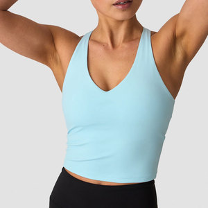 Top Corto con Cuello en V para Mujer, Sin Mangas, Ajustado, para Correr, Gimnasio, Entrenamiento al Aire Libre, Chaleco Deportivo de Compresión - Product Image 6