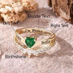 Anillo de Graduación Universitario Personalizado BOJ School Ring 057, Anillo de Colegio Secundario para Ella, con Piedra de Nacimiento, Plata 925, ¡Oferta! - Product Image 2