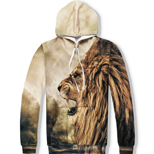 Ensemble de survêtement unisexe à capuche imprimé loup, coupe régulière, respirant, pour l'automne, en polyester, avec cordon de serrage et impression photo - Product Image 2