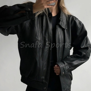 Chaqueta Bomber de Piel de Oveja Personalizada para Mujer, Abrigo Oversize de Otoño-Invierno con Cremallera, Atuendo de Moda Invierno 2026 - Product Image 4