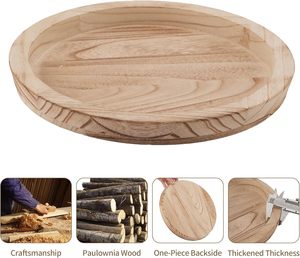 Rustic Wooden Serving <b>Tray</b> with Decorative Candle Holders for Kitchen <b>Table</b> Decor - Product Image 4
