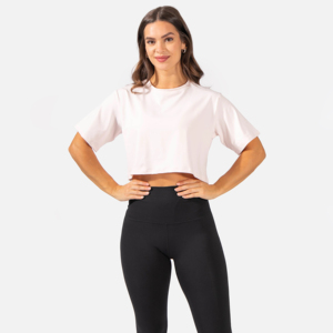 T-shirt imprimé respirant coupe classique pour femme, coupe courte, 100 % coton épais délavé à l'acide avec logo personnalisé, écologique - Product Image 6