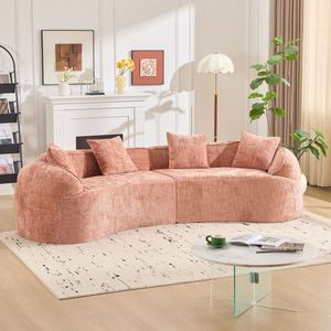 Divano Curvo Rosa Comprimibile, Stile Nordico Creativo, Morbido e Confortevole per Diverse Scenari nel Soggiorno - Product Image 3