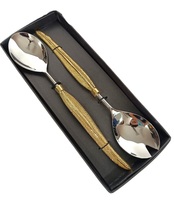 Juego de Servir de Acero Inoxidable Dorado de Lujo, Cuchillo y Espátula para Pastel Ecológicos y Modernos en Caja de Presentación para Banquetes y Fiestas