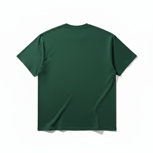 Camiseta Extra Grande para Hombre, Verde Oscuro, con Patrón de Letras en Relieve, Manga Corta, Cuello Redondo, 100% Algodón Jersey, Estilo Minimalista - Product Image 4
