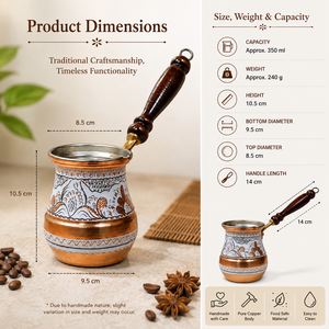 Handmade Copper Turkish Coffee Pot Cezve Ibrik Wooden Handle <b>Arabic</b> Greek Espresso Coffee Maker Milk Warmer Serving Pot Gift - Product Image 5