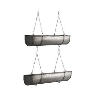 Soporte colgante de hierro galvanizado de 2 niveles con cadena y gancho, maceteros metálicos de pared para decoración de jardín interior, exterior y balcón. - Product Image 1