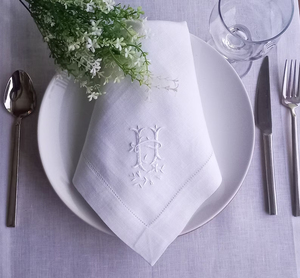 Serviettes de table en lin 100% Nature4u, style japonais, point de croix, monogramme brodé, couleur et logo personnalisés, utilisation en avion, 60x60cm - Product Image 2