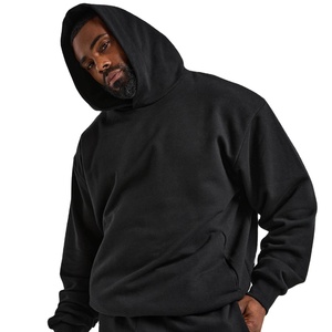 Sweat-shirt à capuche personnalisé en gros, épais, en molleton bouclette délavé, effet vieilli, 400 GSM, coupe classique, noir gaufré, 100% coton - Product Image 1