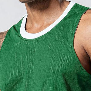 Uniforme de basketball réversible, logo d'équipe personnalisé, plaque nominative, impression par sublimation, broderie, applique 3D, sans manches, 100% - Product Image 3