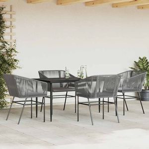 Conjunto de comedor para jardín mediano con cubiertas extraíbles de ratán PE gris - Product Image 3
