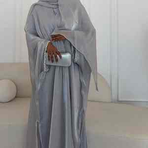 Abaya Musulmana Moderna de Lujo con Abertura Frontal Estilo Dubái para Mujer, Vestido Largo Informal, Elegante y Modesto, Kimono Islámico con Cinturón, Cuello Barco y Manga Larga - Product Image 4