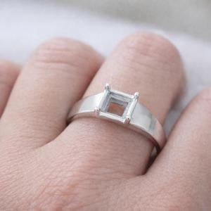 Custom 925 Sterling Silver Square 10mm Semi Mount Men <b>Ring</b> Setting Engagement Wedding <b>Ring</b> DIY Jewelry <b>Blank</b> Finding Component - Product Image 1