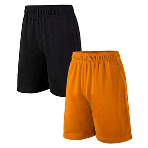 Shorts pour homme en maille unie à taille élastique, 100 % polyester, écologiques, respirants, séchage rapide, style décontracté européen, noir - Product Image 2
