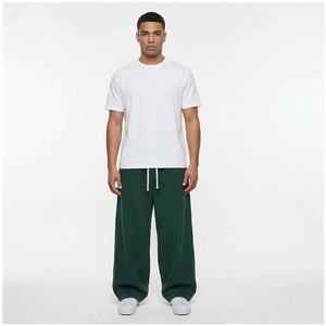 Custom Slogan 500gsm Cotton Fleece Flared Straight Wide Track Pants <b>Baggy</b> Oversized Double Waist Sweatpants <b>Men</b> Winter <b>Trousers</b> - Product Image 1